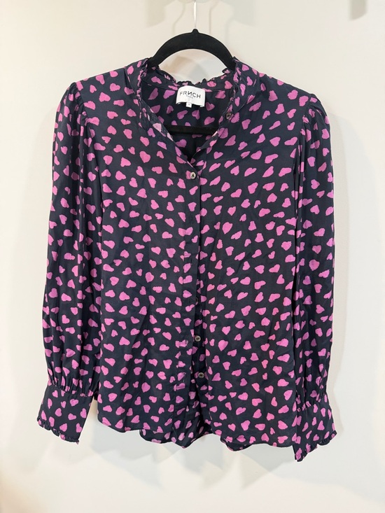 Frnch Paris navy blue heart print blouse